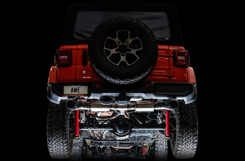 AWE Tuning 2018+ Jeep Wrangler JL/JLU Tread Edition Axle-Back Dual Exhaust - Chrome Silver Tips 3015-32001 3015-32001 Photo - Mounted