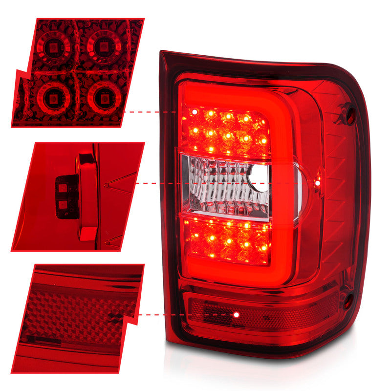 ANZO 2001-2011 Ford  Ranger LED Tail Lights w/ Light Bar Chrome Housing Red/Clear Lens 311393 311393 User 2