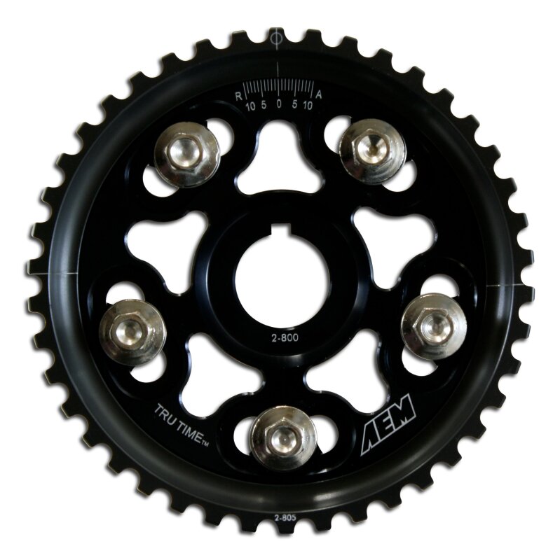 AEM Electronics Tru-Time Cam Gear Black 5-Bolt Honda H22A1 & H22A4 23-801BK Photo - Primary