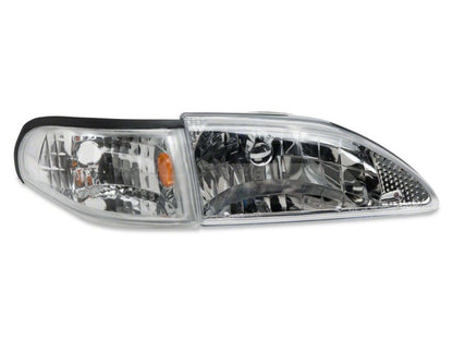 Raxiom 94-98 Ford Mustang Axial Series Cobra Style Headlights- Chrome Housing (Clear Lens) 49049 49049 Photo - Close Up