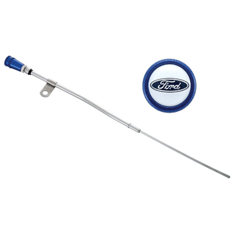 Ford Engine Oil Dipstick Assy Chrome w/Blue Alm Handle FRD302-400 302-400 Photo - Primary