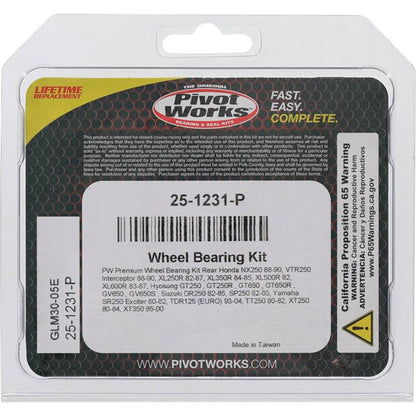 Pivot Works Honda, Hyosung, Suzuki, Yamaha Wheel Bearing Kit Premium Bearings 25-1231-P 25-1231-P Photo - Primary