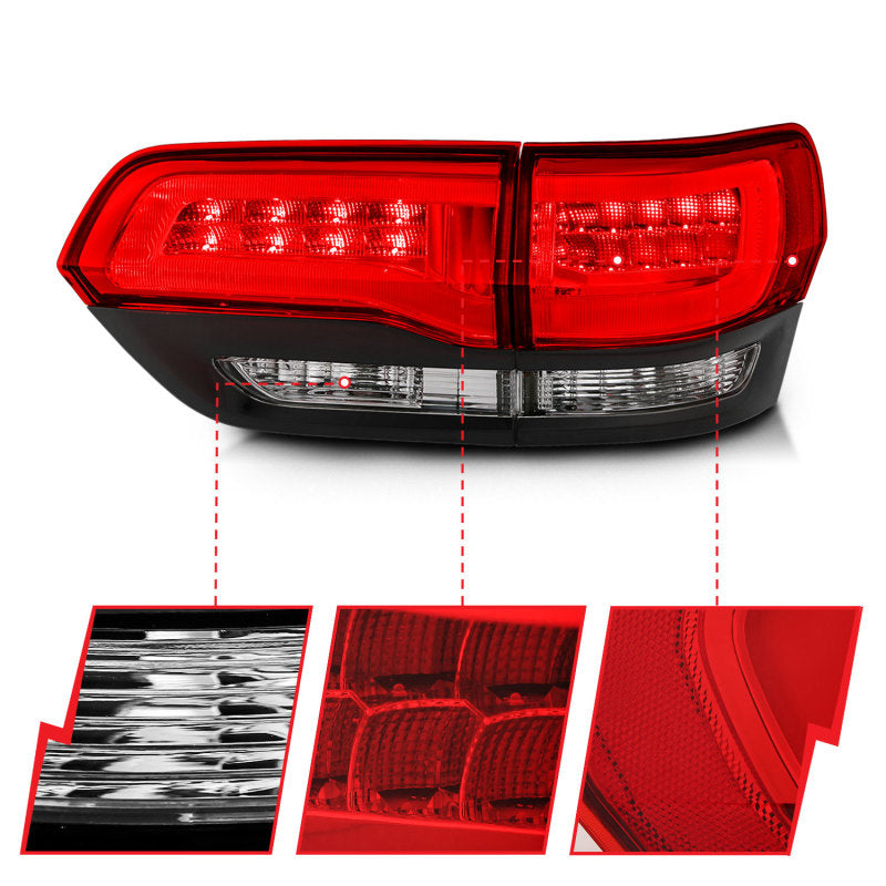 Anzo 2014-2016 Jeep Grand Cherokee LED Taillights Red/Clear 311268 Photo - Unmounted