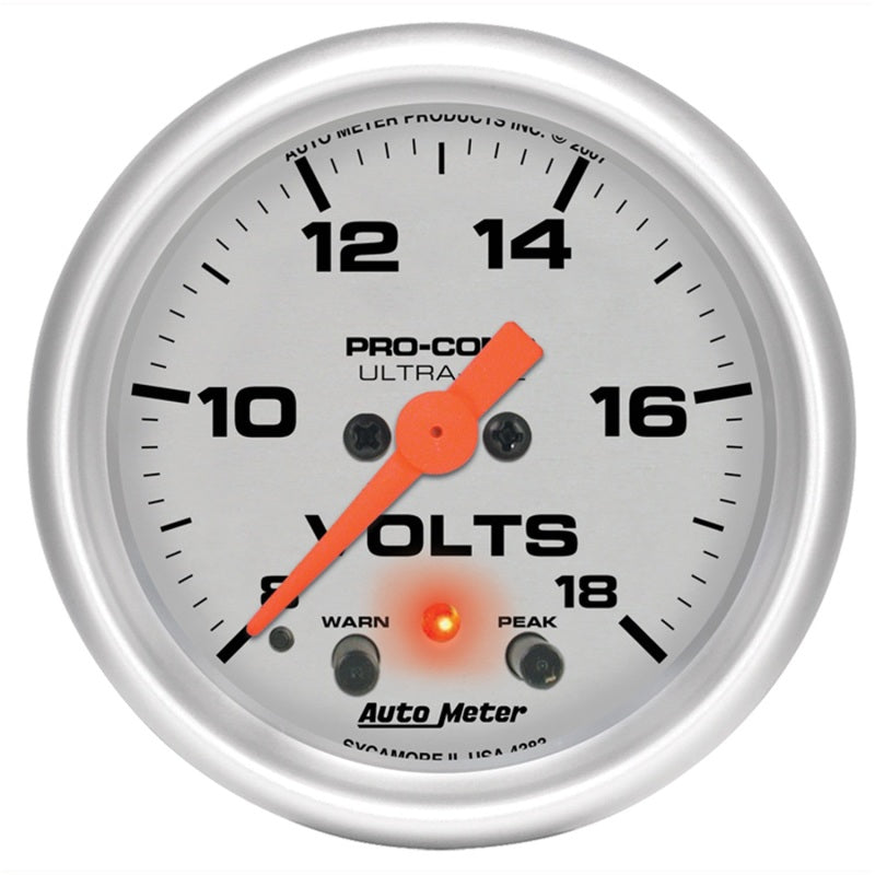 Autometer Gauge, Voltmeter, 2 1/16", 18V, Digital Stepper Motor w/Peak & Warn 4383 Photo - Primary