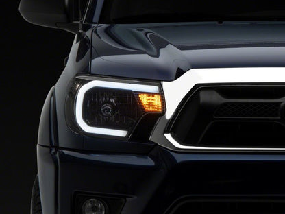 Raxiom 12-15 Toyota Tacoma Axial Series Headlights w/ LED Bar- Blk Housing (Clear Lens) TT21847 TT21847 Photo - Close Up