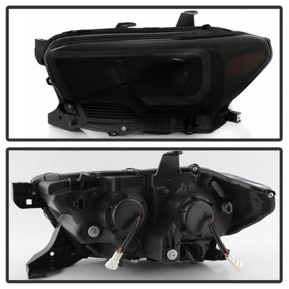 SPYDER xTune 16-18 Toyota Tacoma SR/SR5 DRL Proj Headlights w/Turn Signal - Blk Smk (PRO-JH-TTA16-SR-BSM) 9043000 9043000 Photo - Unmounted