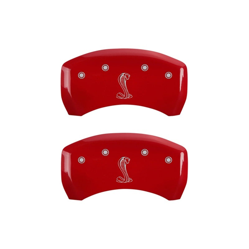 MGP Rear set 2 Caliper Covers Engraved Rear Snake Red finish silver ch 10010RCNKRD 10010RCNKRD Photo - Primary