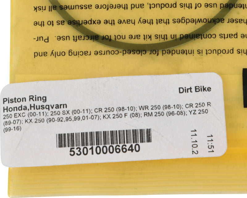 Vertex Pistons Vertex Piston 00-05 KTM 250 EXC 250cc Replacement Rings - Single 53010006640 53010006640 Photo - Primary