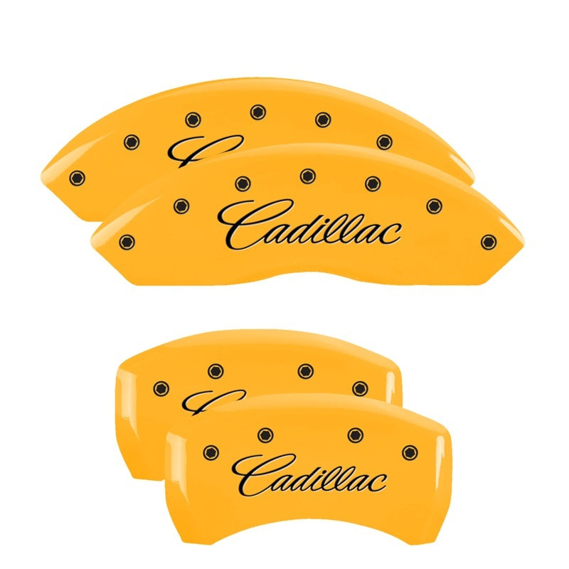 MGP 4 Caliper Covers Engraved F & R Cursive/Cadillac Yellow Finish Black Char 2017 Cadillac XT5 35025SCADYL 35025SCADYL Photo - Primary