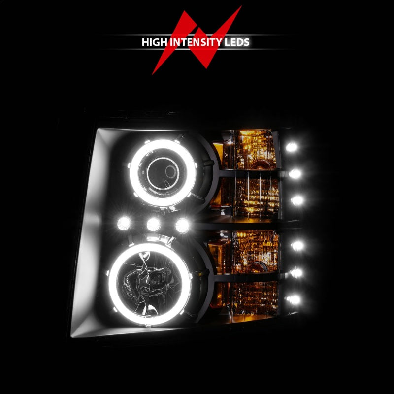 Anzo 2007-2013 Chevrolet Silverado 1500 Projector Headlights w/ Halo Black 111107 Photo - Unmounted