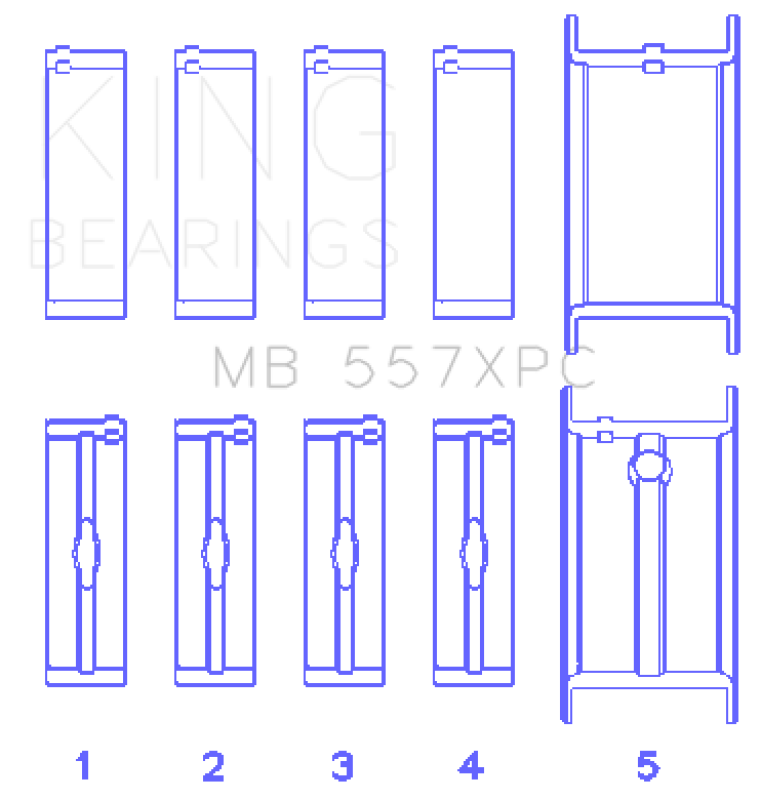 King Engine Bearings King General Motors 262/ 267/ 302/ 307/ 327/ 350 (Size STDX) pMaxBlack Coated Main Bearing Set MB557XPCSTDX MB557XPCSTDX Photo - Primary