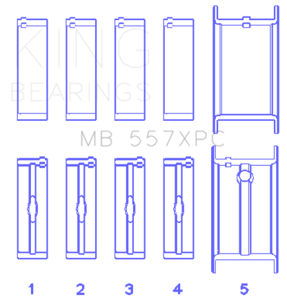 King Engine Bearings King GM 262/267/302/307/327/350 (Size .020) Coated Performance Main Bearing Set MB557XPC020 MB557XPC020 Photo - Primary
