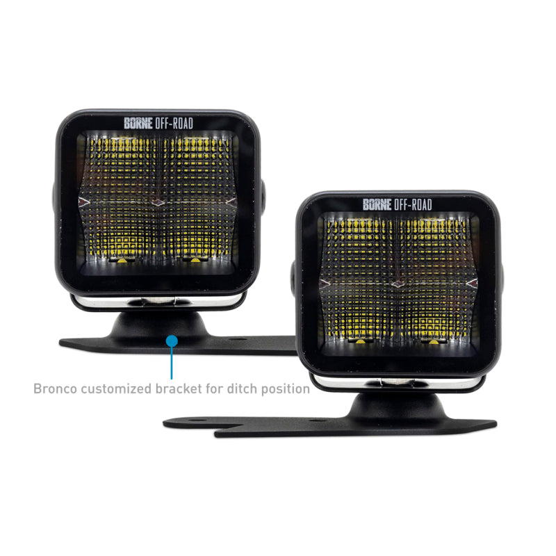 Borne Off-Road 21+ Bronco Light Pods 2pc Ditch 3x3 Flood BNLT-BR-21-DT2F BNLT-BR-21-DT2F Photo - Primary
