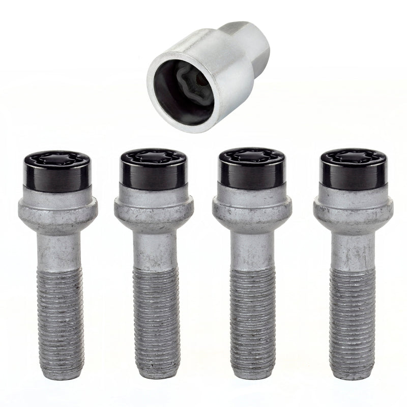 McGard Wheel Lock Bolt Set - 4pk. (Radius Seat) M14X1.5 / 17mm Hex / 45.0mm Shank Length - Black 28317 28317 Photo - out of package