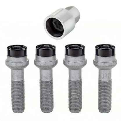 McGard Wheel Lock Bolt Set - 4pk. (Radius Seat) M14X1.5 / 17mm Hex / 45.0mm Shank Length - Black 28317 28317 Photo - out of package