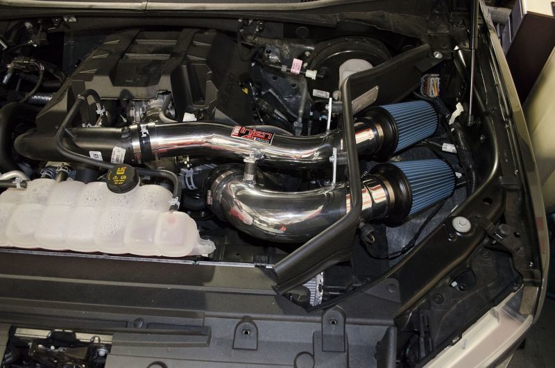 Injen Wrinkle Black Short Ram Intake 2015 Ford F-150 V6 2.7L/3.5L EcoBoost PF9015WB Photo - Mounted