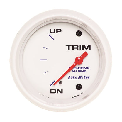 Autometer Marine White Gauge 2-5/8in Electric Trim Level Gauge 0OHM Down - 90OHM Up 200767 200767 Photo - Primary