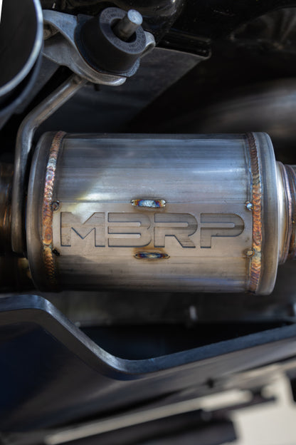 MBRP 20-24 Chevrolet Corvette C8 3in Active Cat Back Quad Split Rear Exit Exhaust w/ AFM Sims S70413CF S70413CF Photo - Close Up
