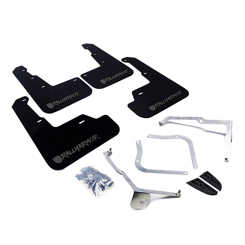 Rally Armor 15+ Subaru WRX & STi Sedan Only UR Black Mud Flap w/ Grey Logo and Altered Font MF32-UR-BLK/GRY-X MF32-UR-BLK/GRY-X Photo - Primary