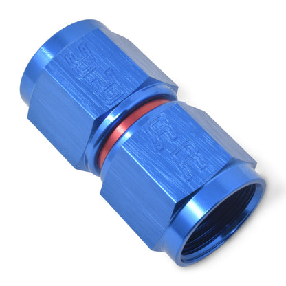Russell -6 AN Straight Swivel Coupler (Red/Blue Finish) 640000 Photo - out of package