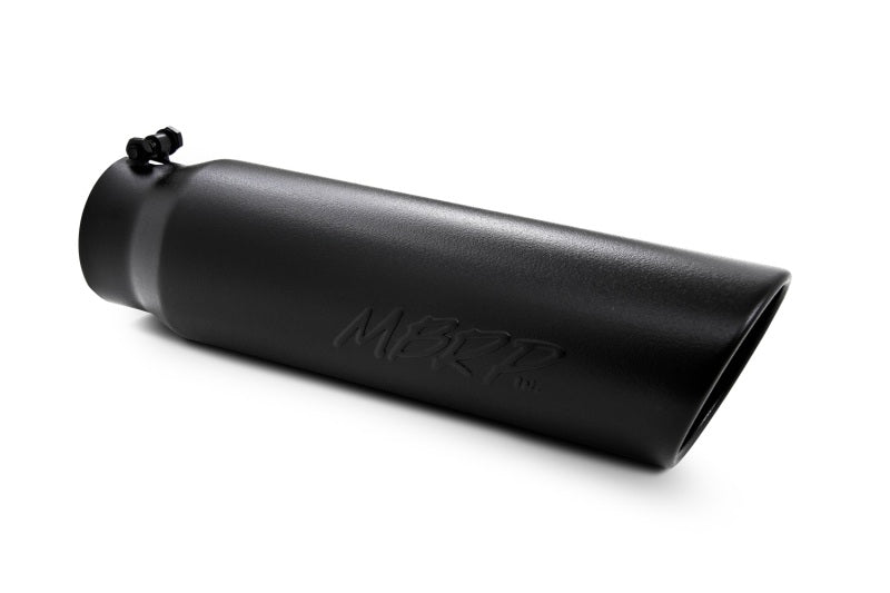 MBRP Universal 5in OD Angled Rolled End 4in Inlet 18in Length Black Finish T5124BLK Photo - Primary