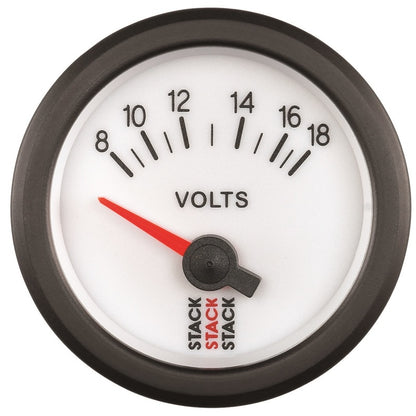 Autometer Stack 52mm 8-18V Electric Battery Voltage Gauge - White ST3266 ST3266 Photo - Primary
