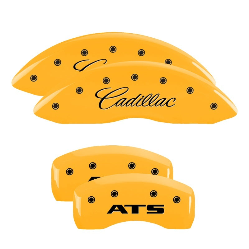 MGP 4 Caliper Covers Engraved Front Cadillac Engraved Rear ATS Yellow finish black ch 35007SATSYL 35007SATSYL Photo - Primary