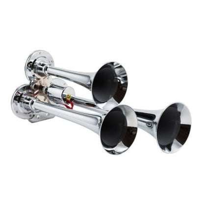 Kleinn Air Horns Kleinn Chrome Triple Horn/ 12.5In/10In/7.5In - Chrome-Plated Zinc Alloy 130 130 Photo - Primary