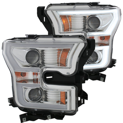 Anzo 2015-2016 Ford F-150 Projector Headlights w/ Plank Style Design Chrome 111348 Photo - Primary