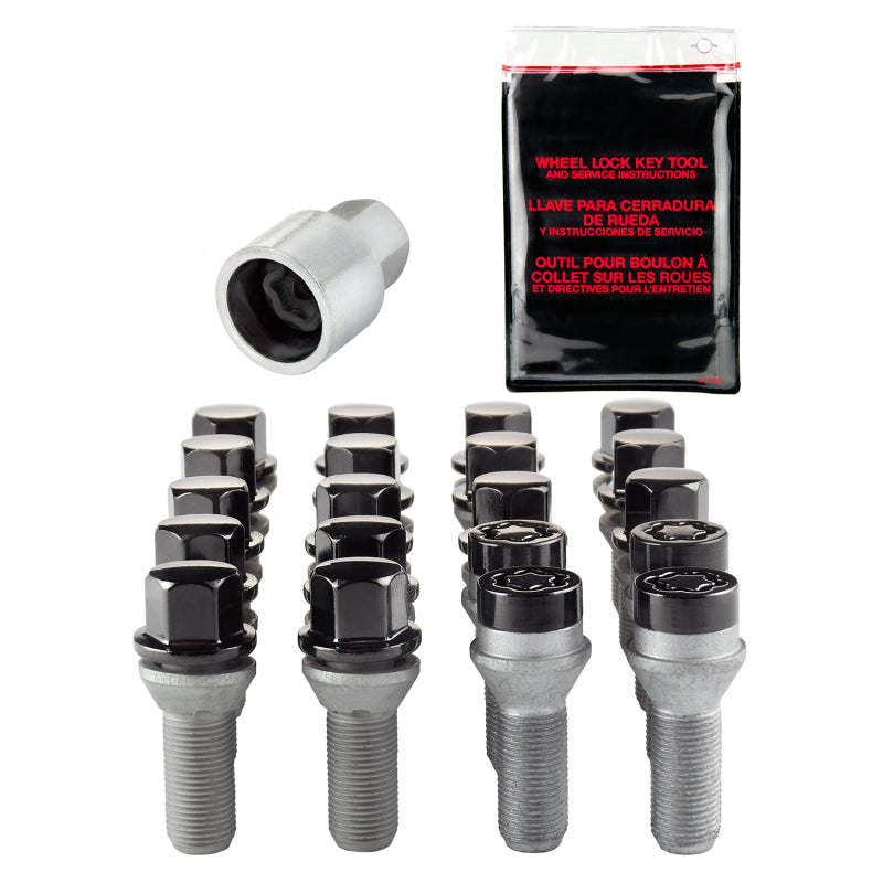 McGard 5 Lug Hex Install Kit w/Locks (Cone Seat Bolt) M14X1.5 / 17mm Hex / 30.5mm Shank L. - Black 67205BK 67205BK Photo - Primary