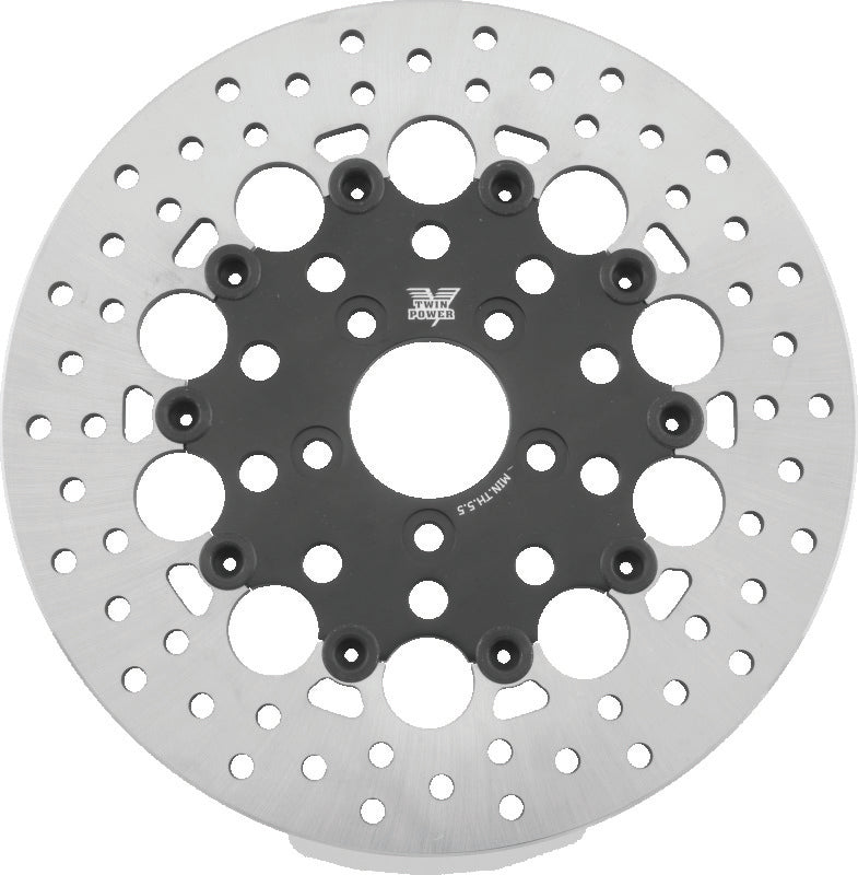 TwinPower Twin Power 08-Up FLH FLT Rear 11.8 Floating Rotor W/Holes Black 666827 666827 Photo - Primary