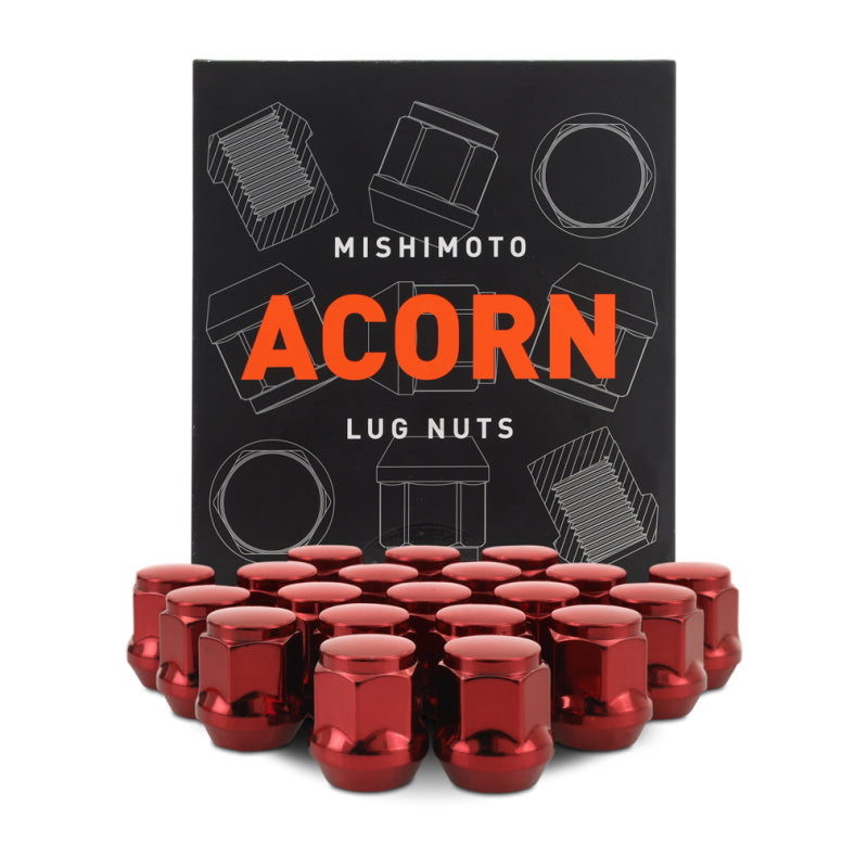 Mishimoto Steel Acorn Lug Nuts M12 x 1.5 - 20pc Set - Red MMLG-AC1215-20RD MMLG-AC1215-20RD Photo - Primary