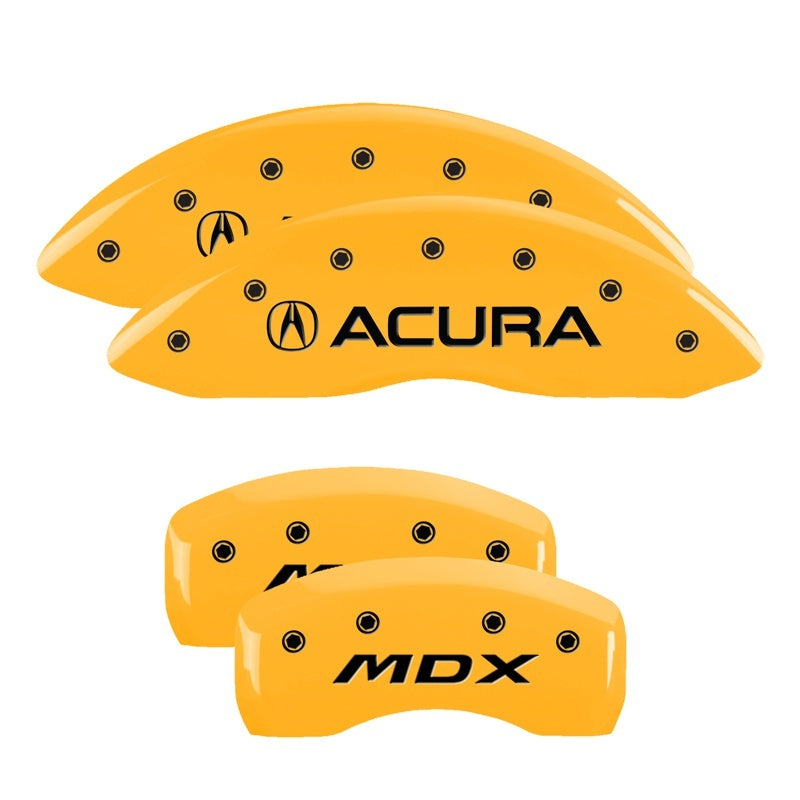 MGP 4 Caliper Covers Engraved Front Acura Engraved Rear MDX Yellow finish black ch 39011SMDXYL 39011SMDXYL Photo - Primary