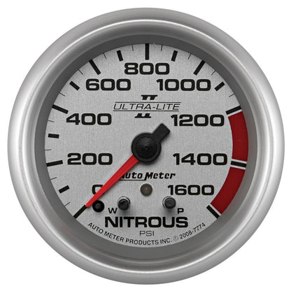 Autometer 2-5/8" Nitrous Pressure, W/ Peak & Warn, 0-1600 Psi, Stepper Motor 7774 Photo - Primary