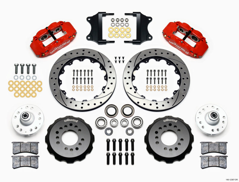 Wilwood Narrow Superlite 6R Front Hub Kit 12.88in Red Heidts Tri -5 2 inch Drop Spindle 140-12307-DR 140-12307-DR Photo - Primary