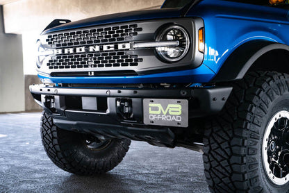 DV8 Offroad 21-22 Ford Bronco Factory Front Bumper License Relocation Bracket - Side LPBR-02 LPBR-02 Photo - lifestyle view