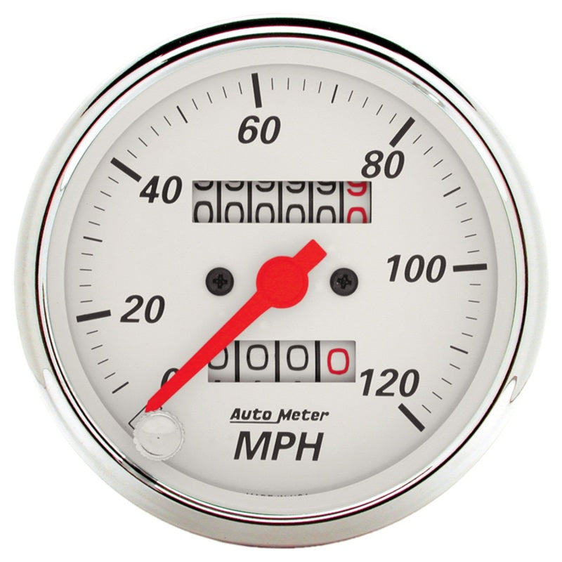 Autometer Gauge, Speedometer, 3 1/8", 120Mph, Mechanical, Arctic White 1396 Photo - Primary