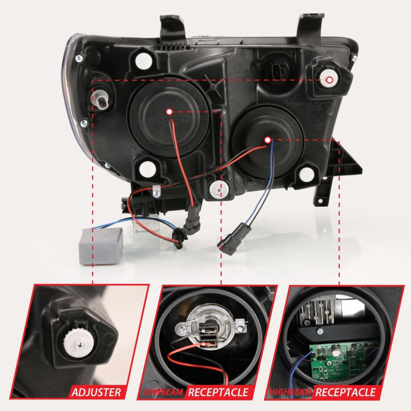 ANZO 2007-2014 Toyota Tundra Projector Light Bar H.L Black Amber(Led High Beam) (Halogen Version) 111447 111447 Photo - Unmounted