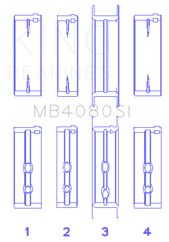 King Engine Bearings Gmc 2.8L/3.4L V6 173Ci/207Ci (Size +1.0mm) Main Bearing Set MB4080SI1.0 MB4080SI1.0 Photo - Primary