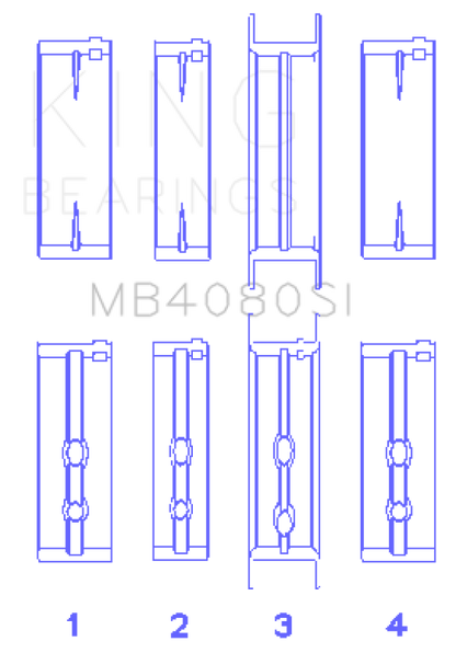 King Engine Bearings Gmc 2.8L/3.4L V6 173Ci/207Ci (Size +1.0mm) Main Bearing Set MB4080SI1.0 MB4080SI1.0 Photo - Primary