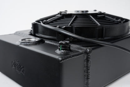 CSF Universal Drag Race / Tuck Radiator w/9in Spal Fan - 10.5in H x 10in L x 3.6in W - Black 7065B 7065B Photo - Close Up