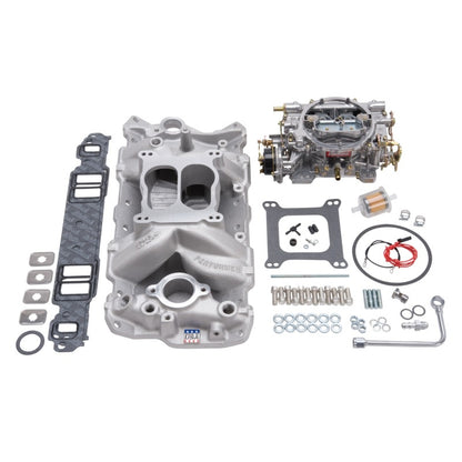 Edelbrock Manifold And Carb Kit, Performer, Air-gap, Small Block Chevrolet, 1957 2020 Photo - Unmounted