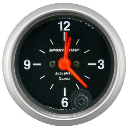 Autometer Gauge, Clock, 2 1/16", 12Hr, Analog, Sport-Comp 3385 Photo - Primary