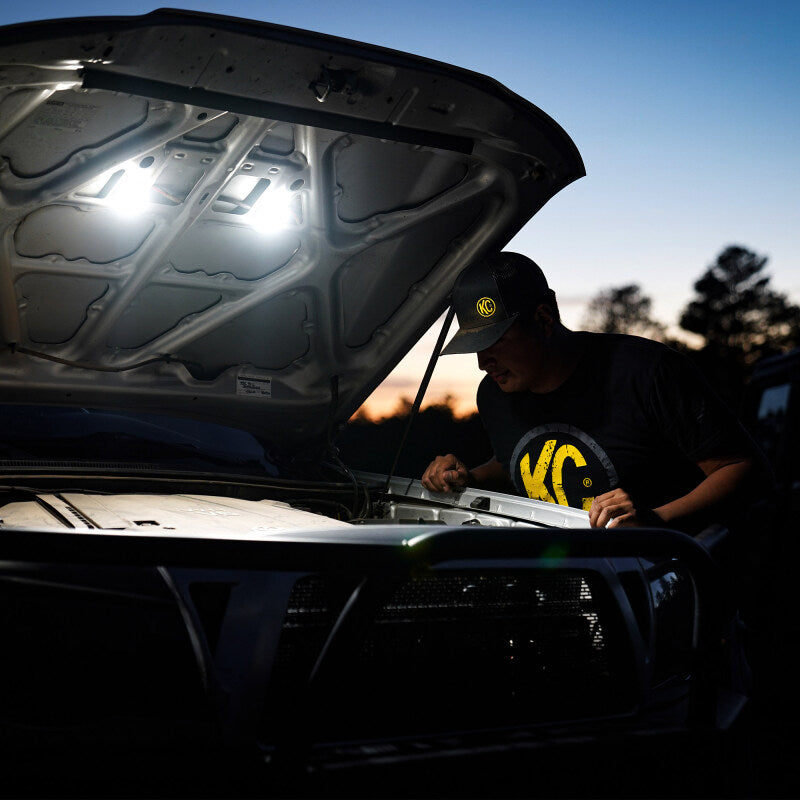 KC HiLiTES Cyclone V2 LED - 2-Light Universal Under Hood Lighting System - 5W Flood Beam 355 355 Photo - lifestyle view