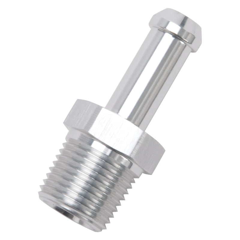 Edelbrock Hose End, Straight, 3/8" NPT to 3/8" Barb, Clear Anodize 8118 Photo - Unmounted