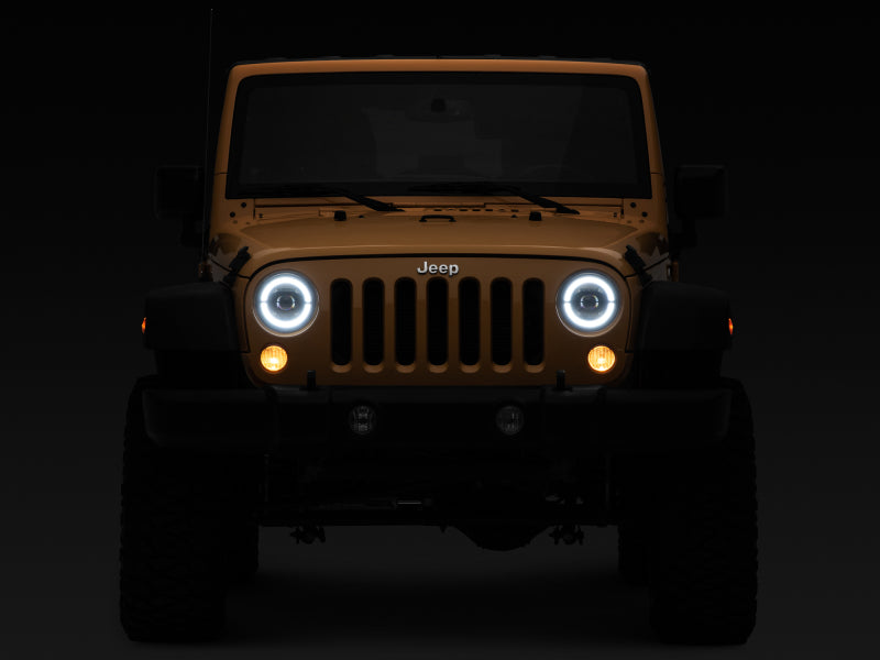 Raxiom 07-18 Jeep Wrangler JK Axial Series LED Headlights- Black Housing (Clear Lens) J132813 J132813 Photo - Close Up