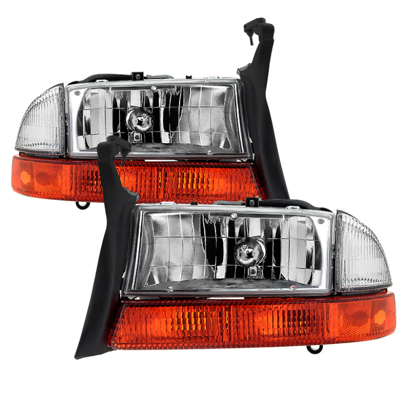 SPYDER xTune Dodge Dakota 97-04 OEM Style Headlights w/ Bumper Signal Lights - Chrome HD-JH-DDAK97-OE-SET 9035128 9035128 Photo - Primary