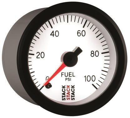 Autometer Stack 52mm 0-100 PSI 1/8in NPTF Male Pro Stepper Motor Fuel Pressure Gauge - White ST3356 ST3356 User 6