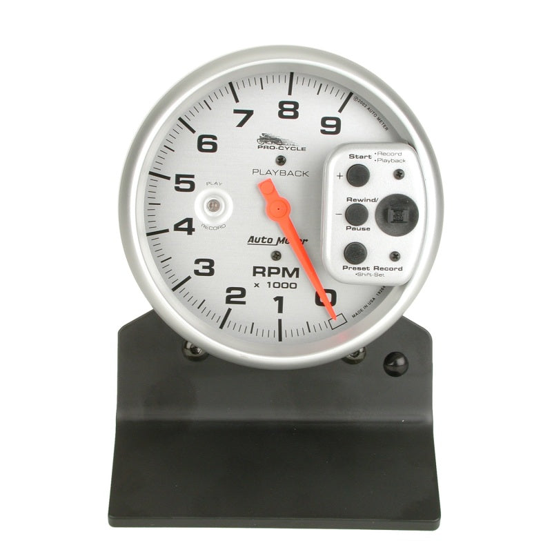 Autometer Pro-Cycle Gauge Tach 5in 9K Rpm Pedestal W/ Rpm Playback Silver Pro-Cycle 19264 19264 User 2
