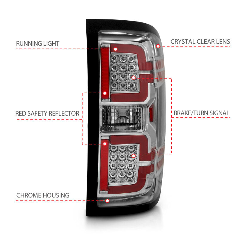 ANZO 2014-2018 Chevy Silverado 1500 LED Taillights Chrome 311291 311291 Photo - out of package